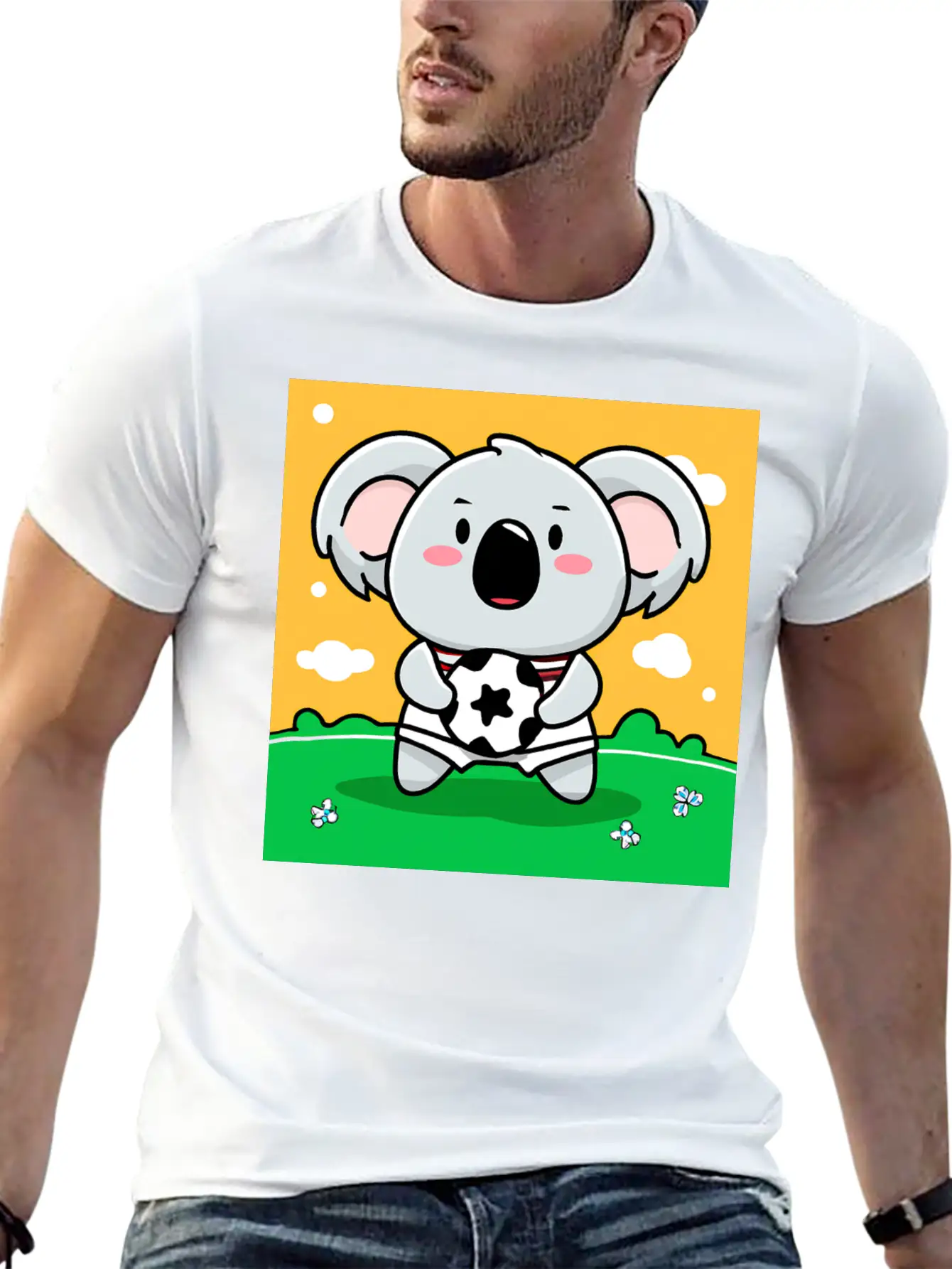 Koala With Soccer Ball In Kawaii Style For Kids Timeless Short Sleeve Tee – Comfy And Minimalist Design