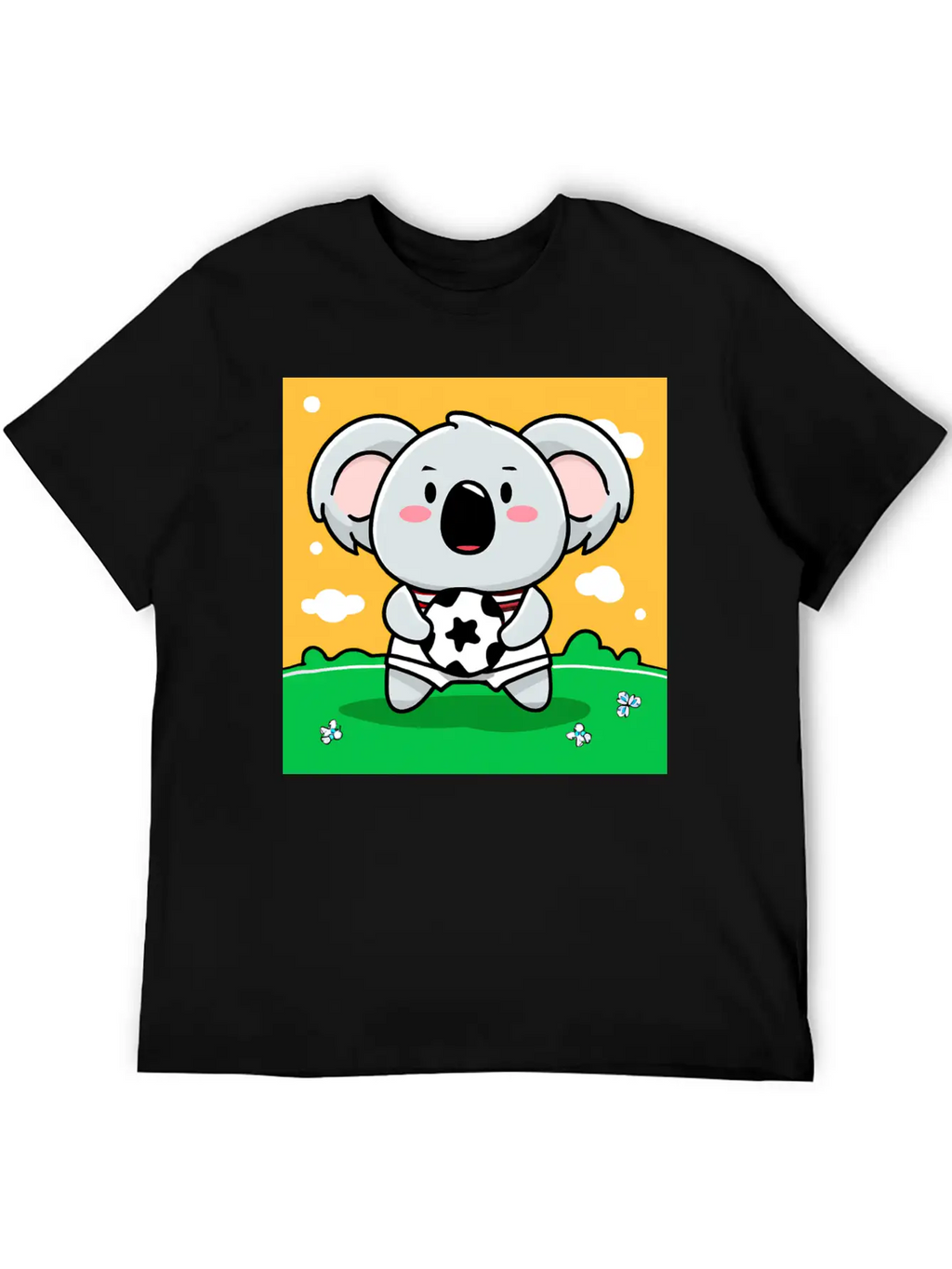 Koala With Soccer Ball In Kawaii Style For Kids Timeless Short Sleeve Tee – Comfy And Minimalist Design