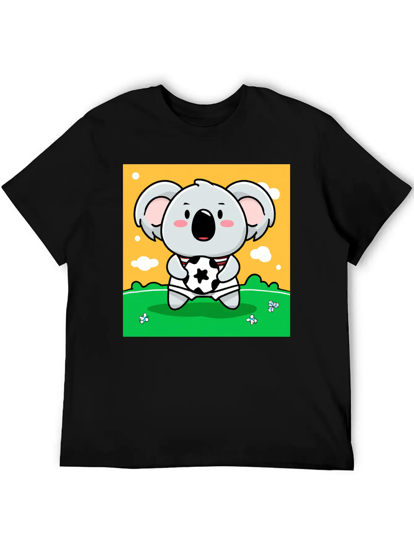 Koala With Soccer Ball In Kawaii Style For Kids Timeless Short Sleeve Tee – Comfy And Minimalist Design