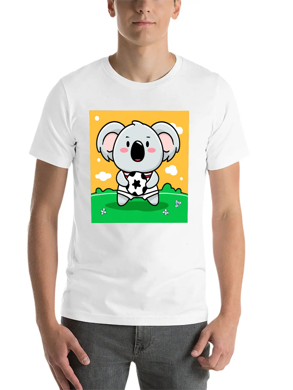 Koala With Soccer Ball In Kawaii Style For Kids Timeless Short Sleeve Tee – Comfy And Minimalist Design