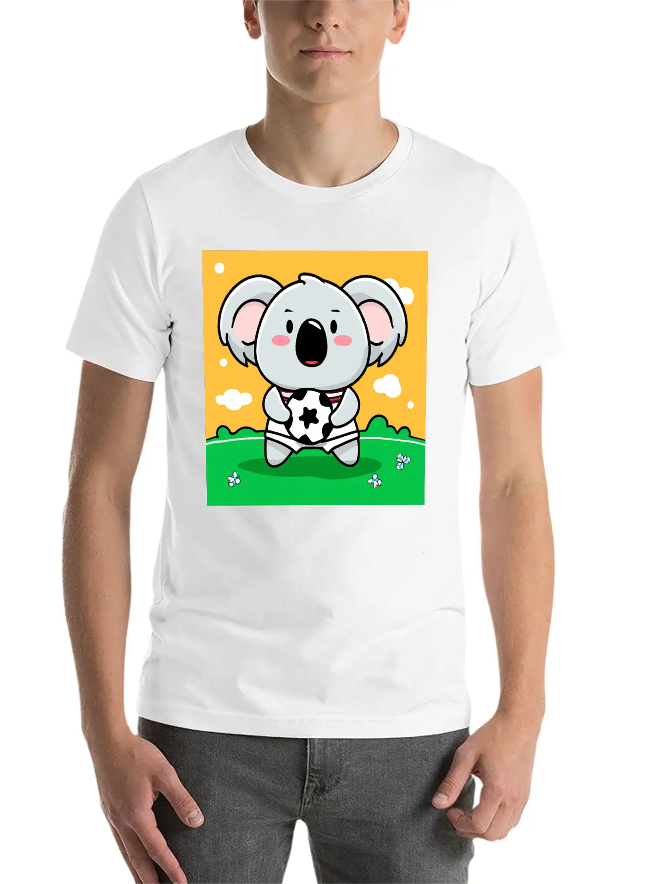 Koala With Soccer Ball In Kawaii Style For Kids Timeless Short Sleeve Tee – Comfy And Minimalist Design