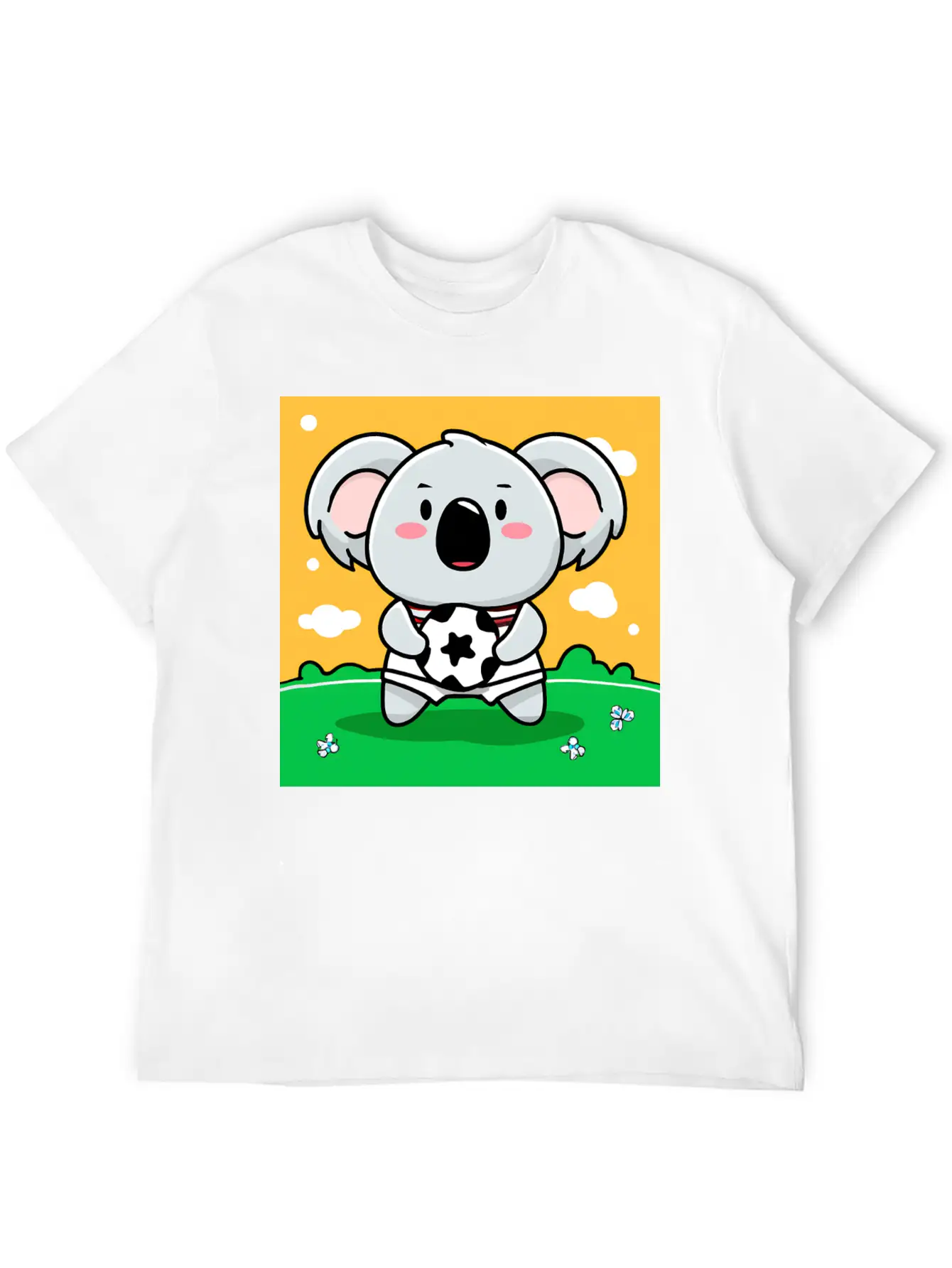 Koala With Soccer Ball In Kawaii Style For Kids Timeless Short Sleeve Tee – Comfy And Minimalist Design