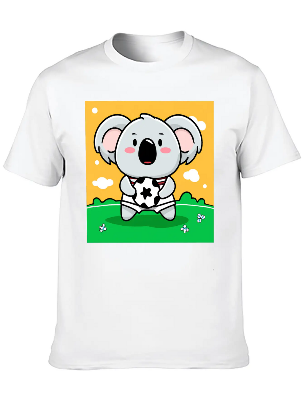 Koala With Soccer Ball In Kawaii Style For Kids Timeless Short Sleeve Tee – Comfy And Minimalist Design