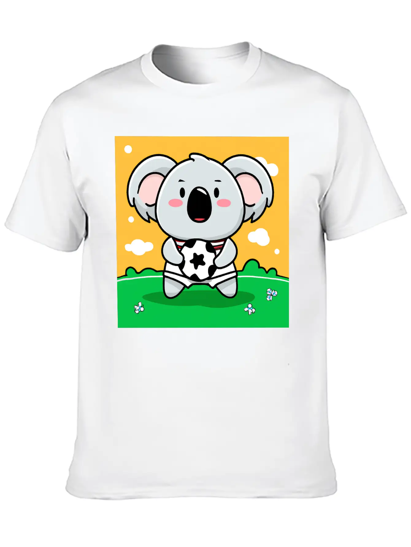Koala With Soccer Ball In Kawaii Style For Kids Timeless Short Sleeve Tee – Comfy And Minimalist Design