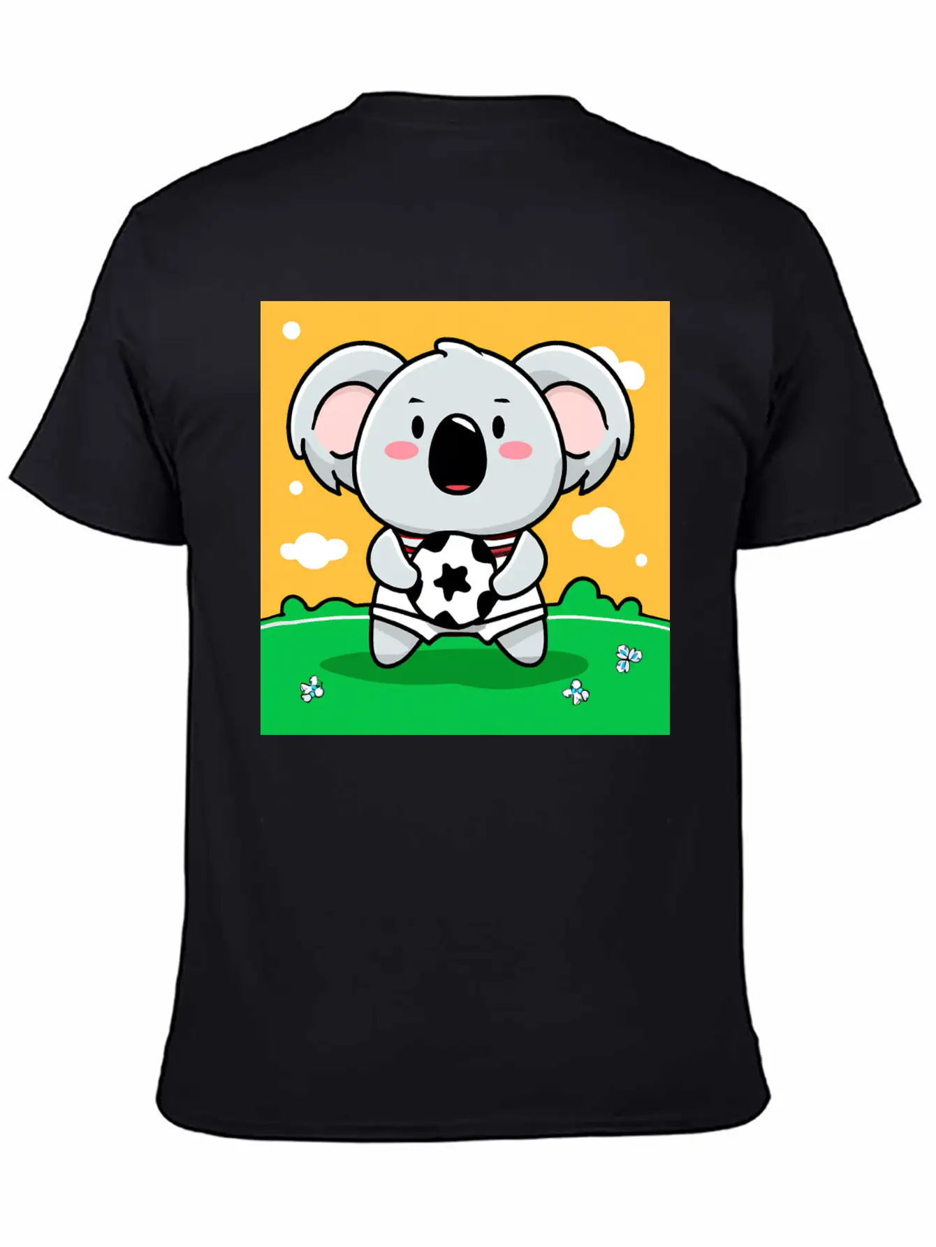 Koala With Soccer Ball In Kawaii Style For Kids Timeless Short Sleeve Tee – Comfy And Minimalist Design