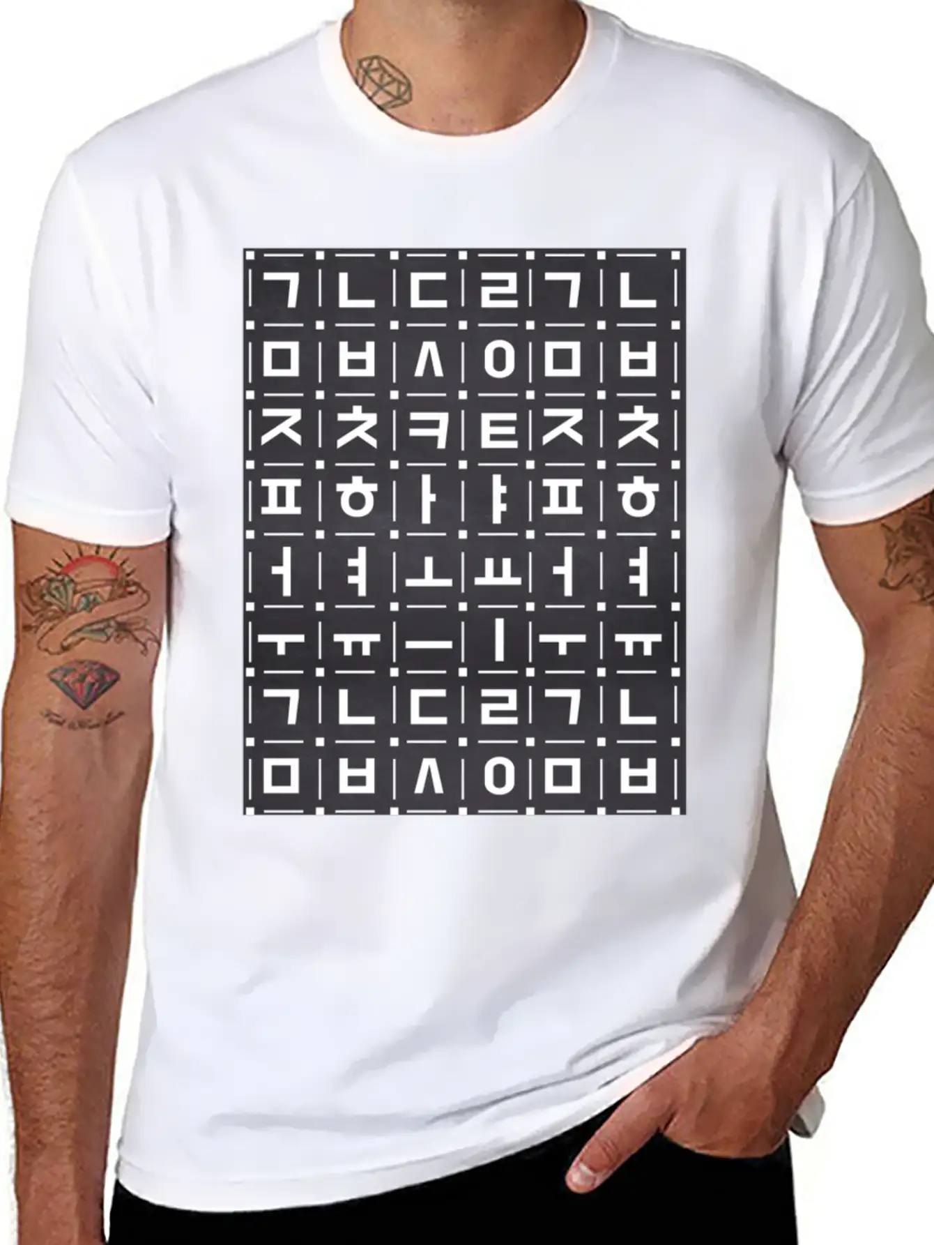 Korean Alphabet, Chalkboard Art, Learn Hangul Souv Timeless Short Sleeve Tee – Comfy And Minimalist Design