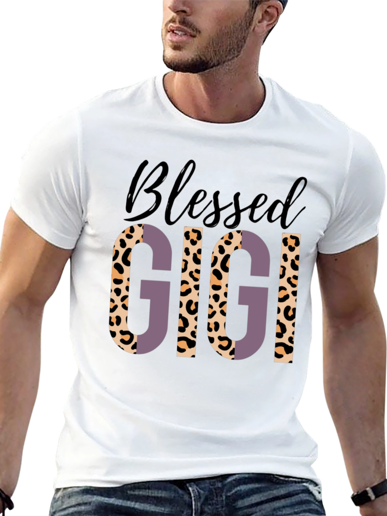 Blessed Gigi Leopard Print Graphic Tee