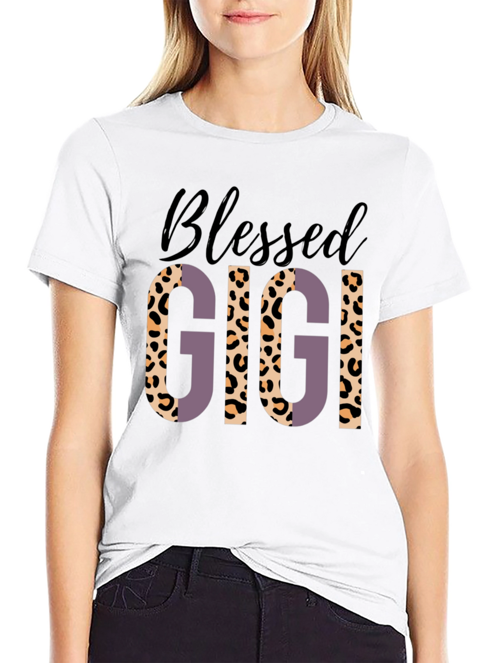 Blessed Gigi Leopard Print Graphic Tee
