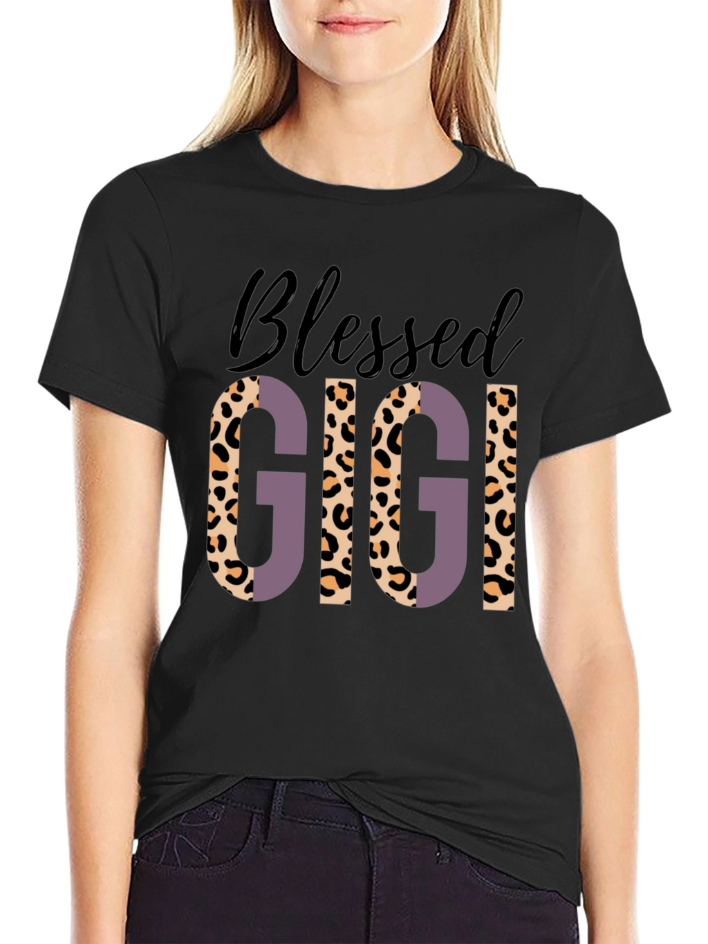 Blessed Gigi Leopard Print Graphic Tee