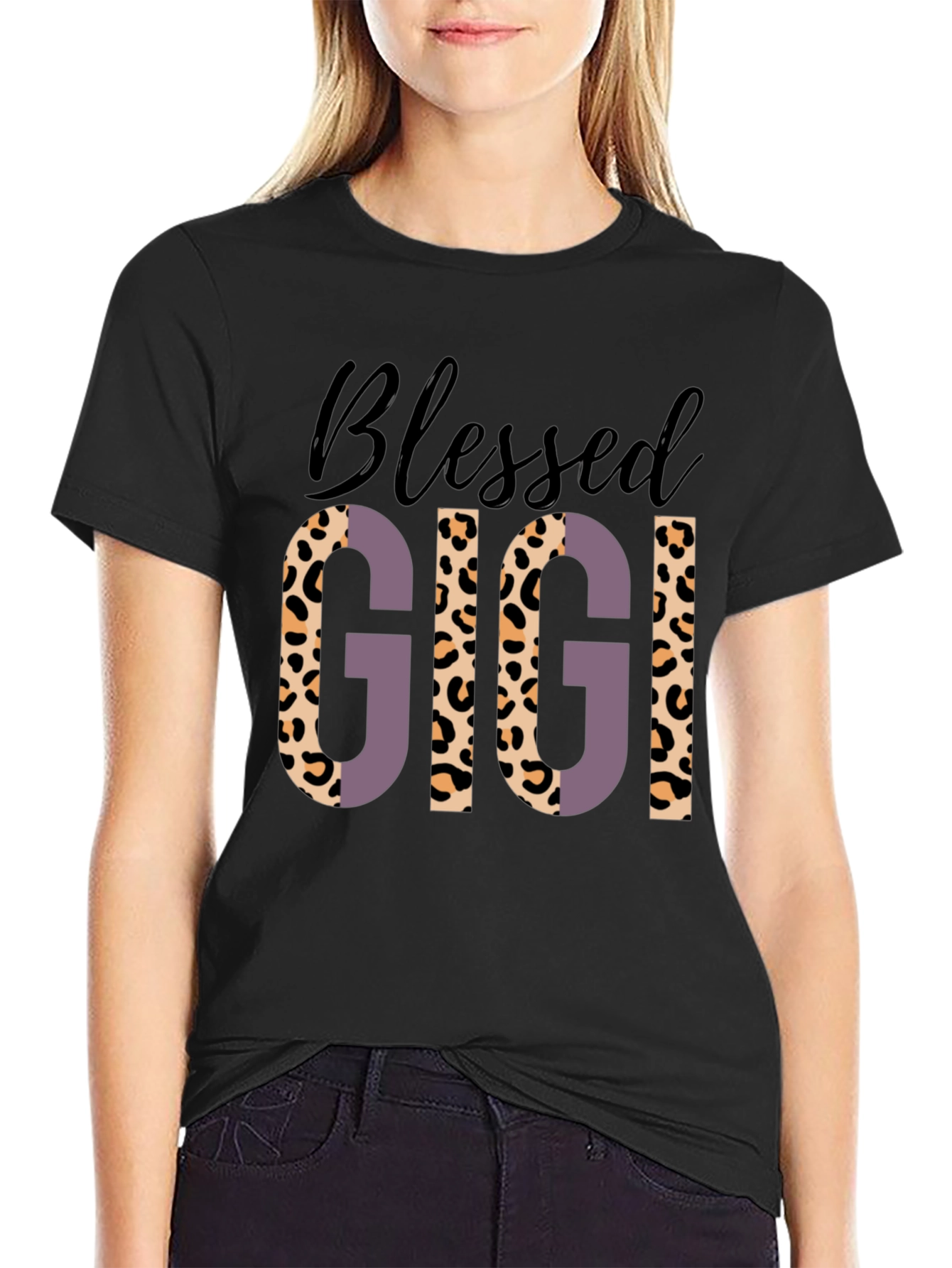 Blessed Gigi Leopard Print Graphic Tee