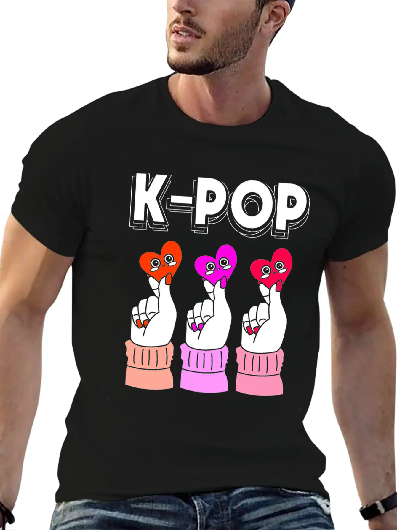 Kpop K-Pop Finger Heart Classic Cotton Tee – Unisex Comfort For Any Season