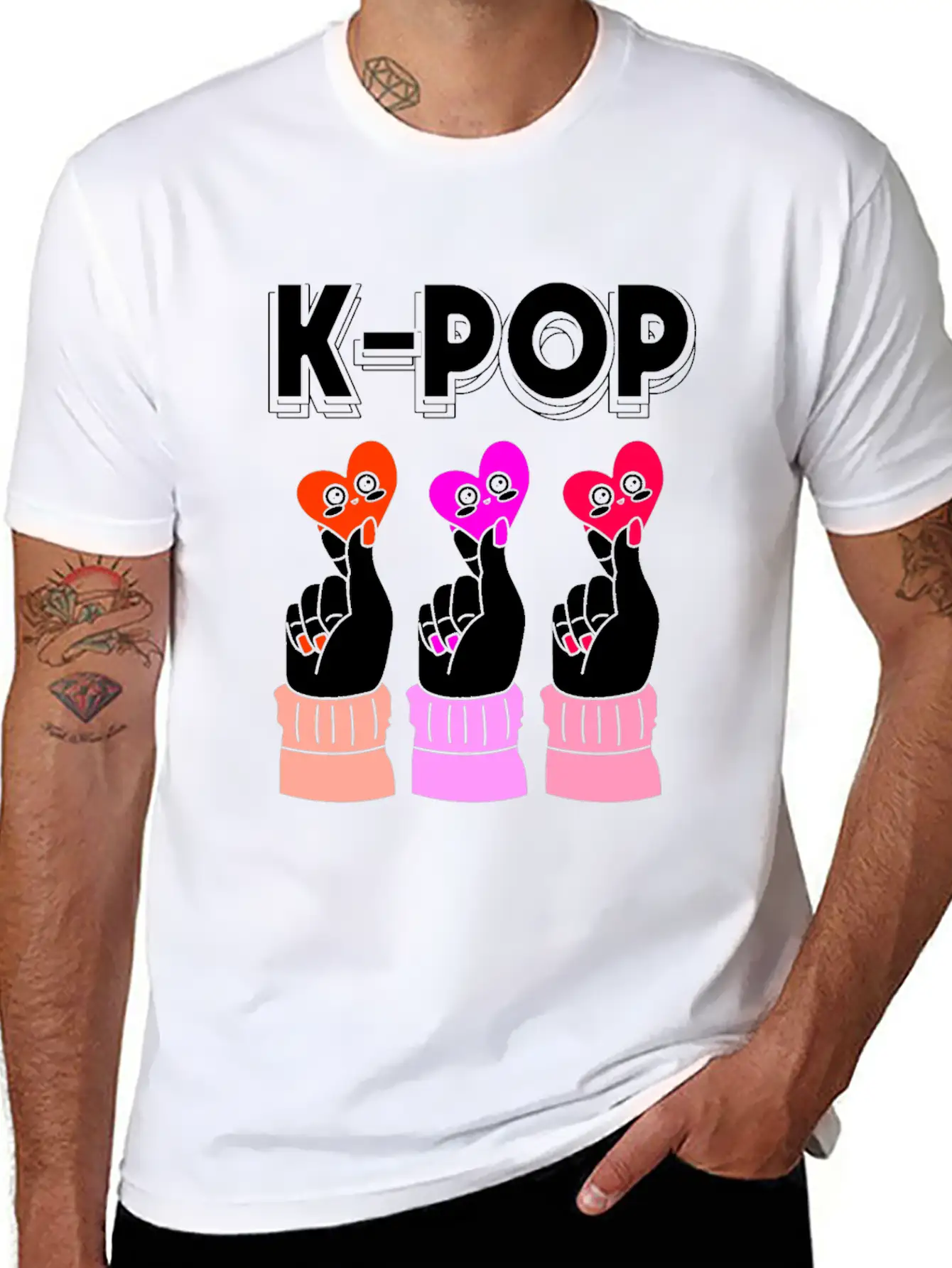Kpop K-Pop Finger Heart Classic Cotton Tee – Unisex Comfort For Any Season