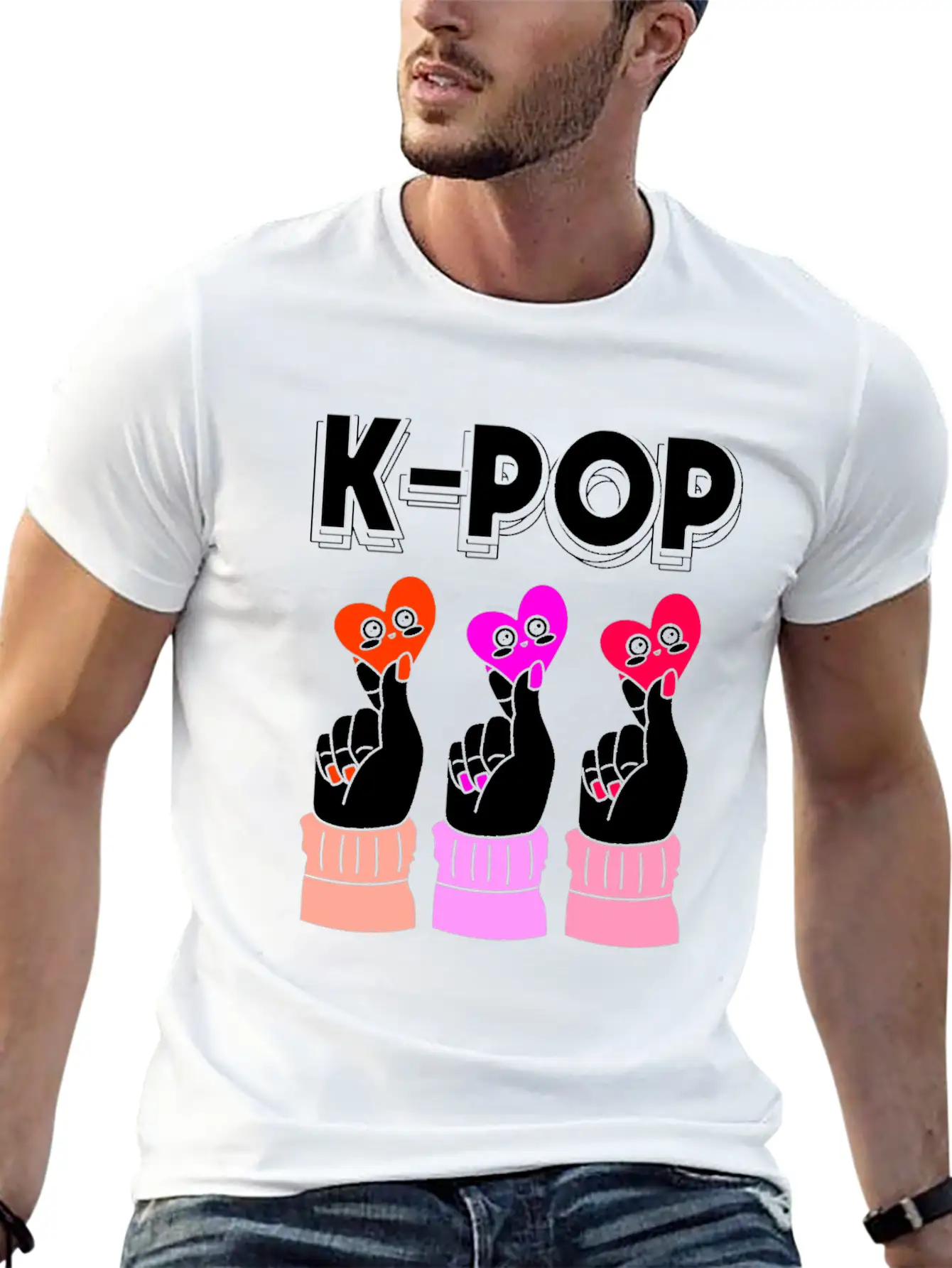 Kpop K-Pop Finger Heart Classic Cotton Tee – Unisex Comfort For Any Season