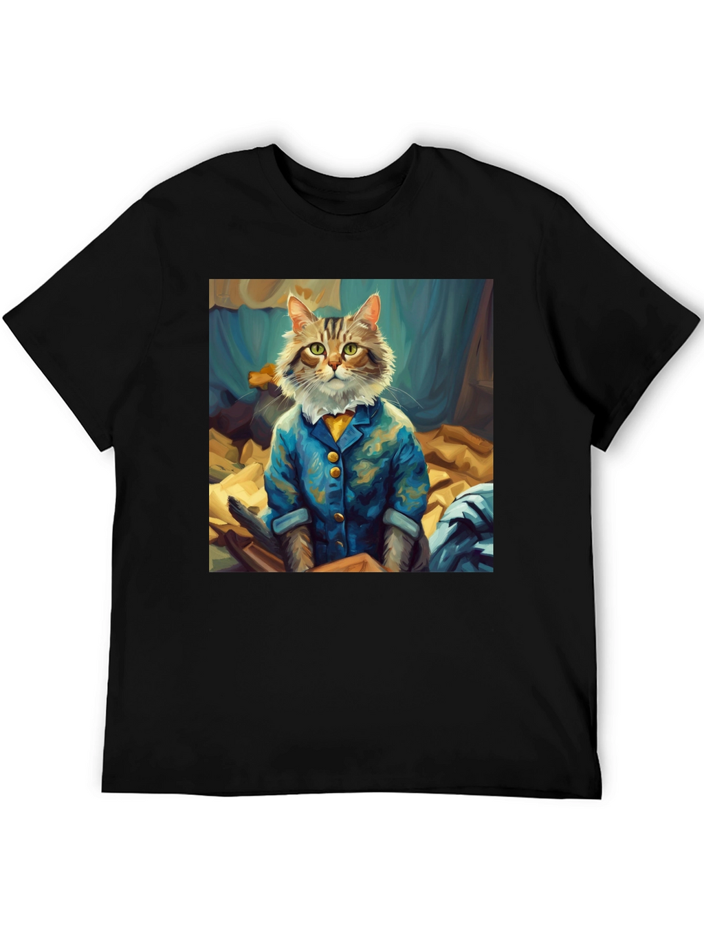 Cat Gentleman Graphic Tee - Black
