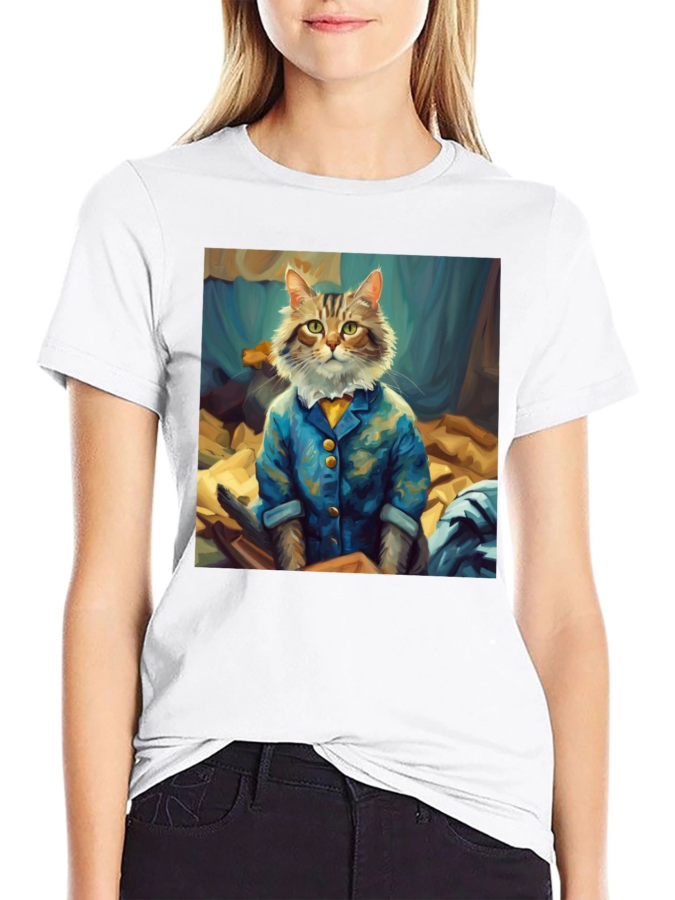 Cat Gentleman Graphic Tee - Black