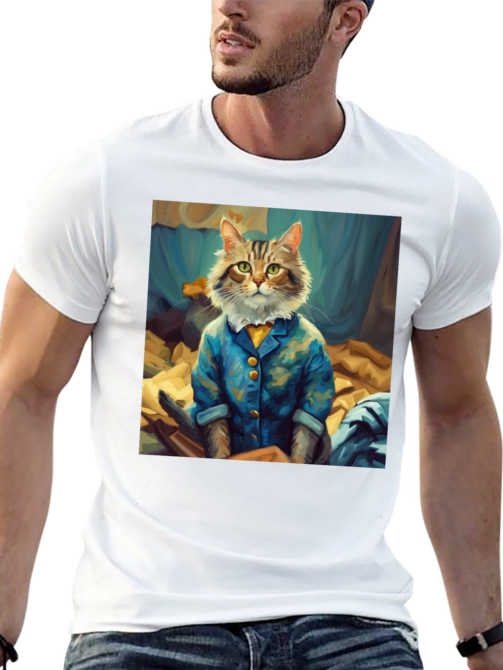 Cat Gentleman Graphic Tee - Black