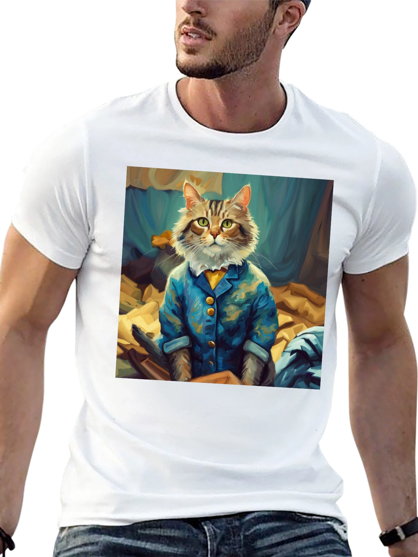 Cat Gentleman Graphic Tee - Black