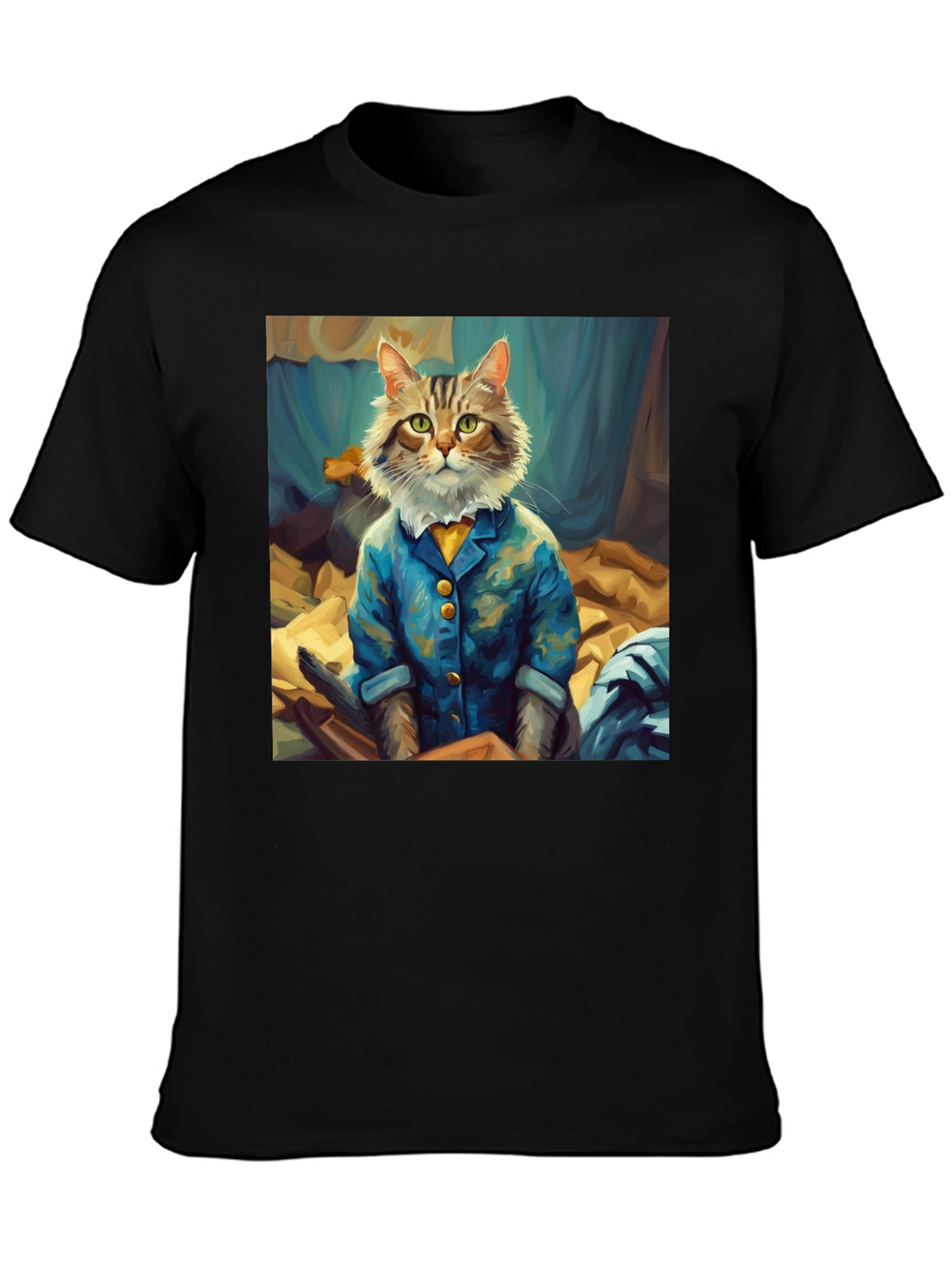 Cat Gentleman Graphic Tee - Black