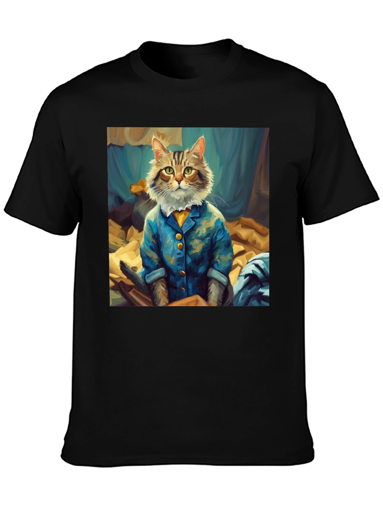 Cat Gentleman Graphic Tee - Black