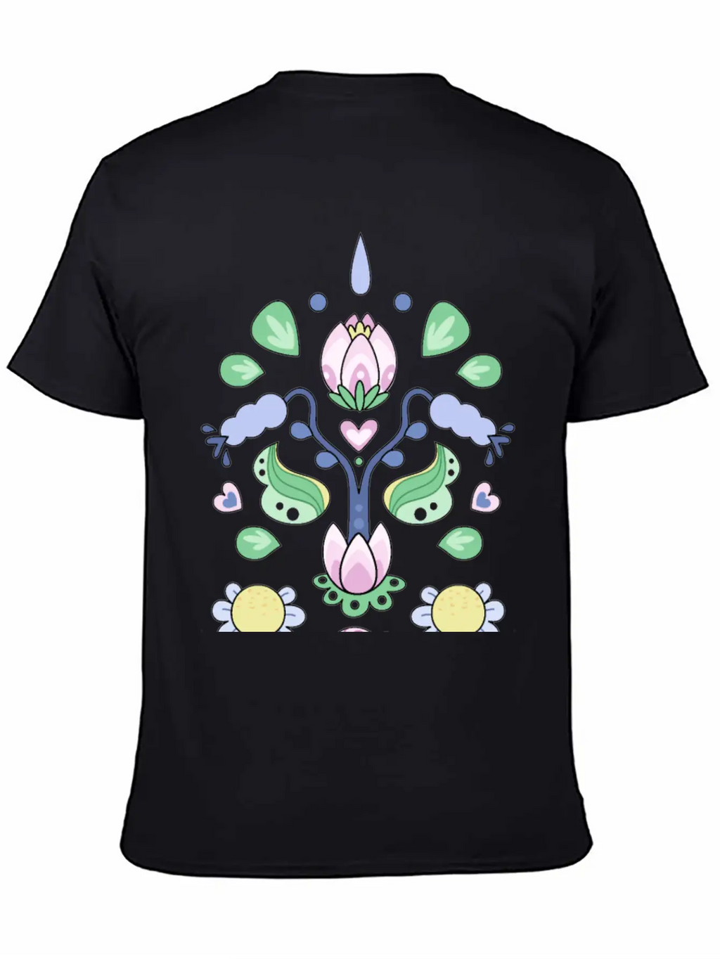 Kurbits Cartoon Flowers Classic Cotton Tee – Unisex Comfort For Any Season