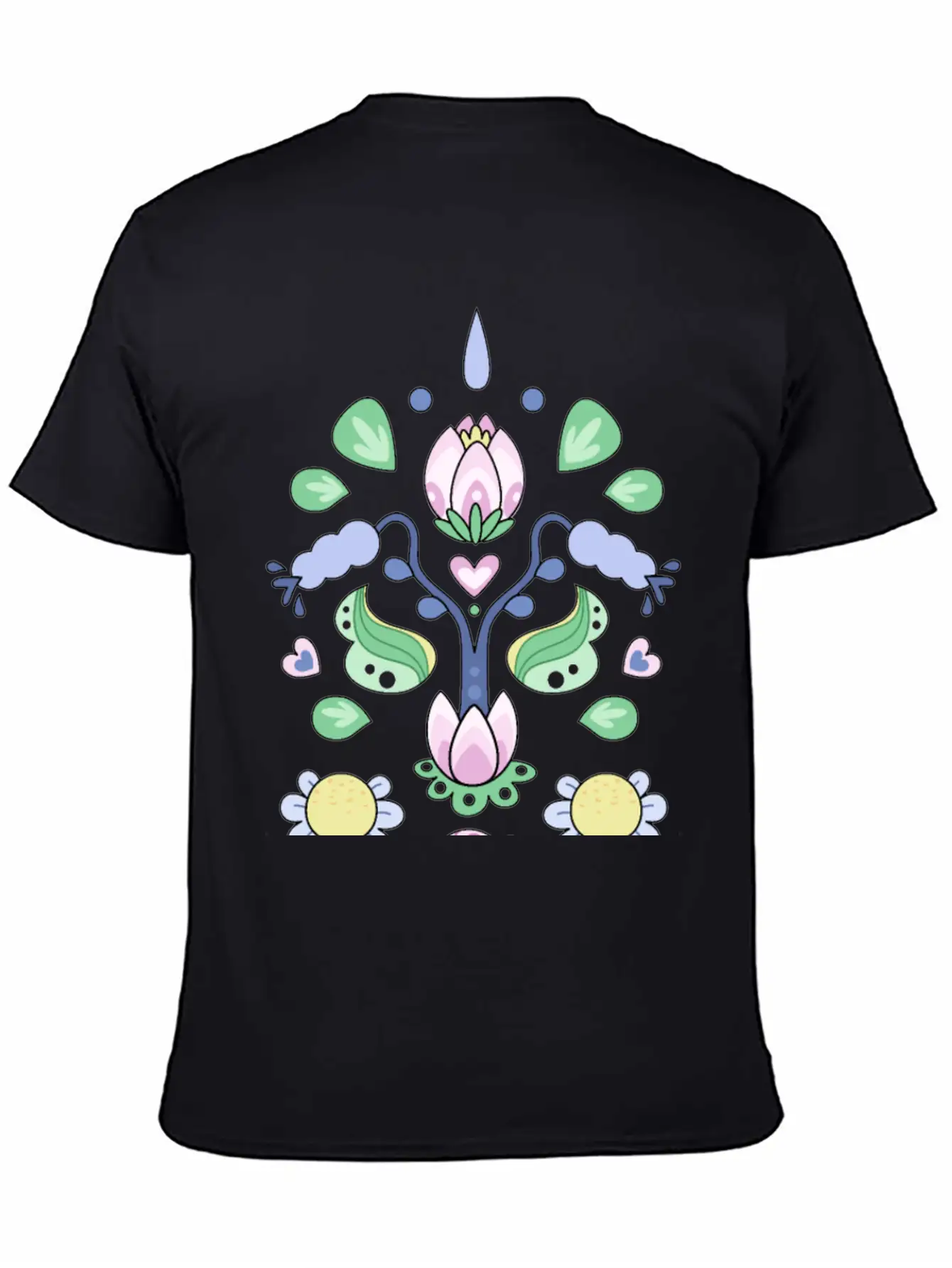Kurbits Cartoon Flowers Classic Cotton Tee – Unisex Comfort For Any Season