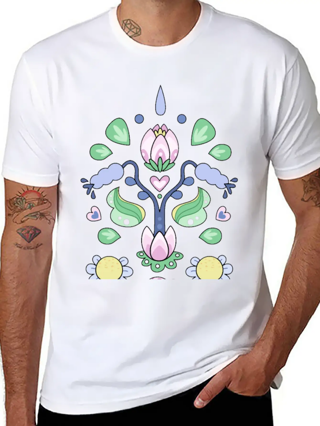 Kurbits Cartoon Flowers Classic Cotton Tee – Unisex Comfort For Any Season
