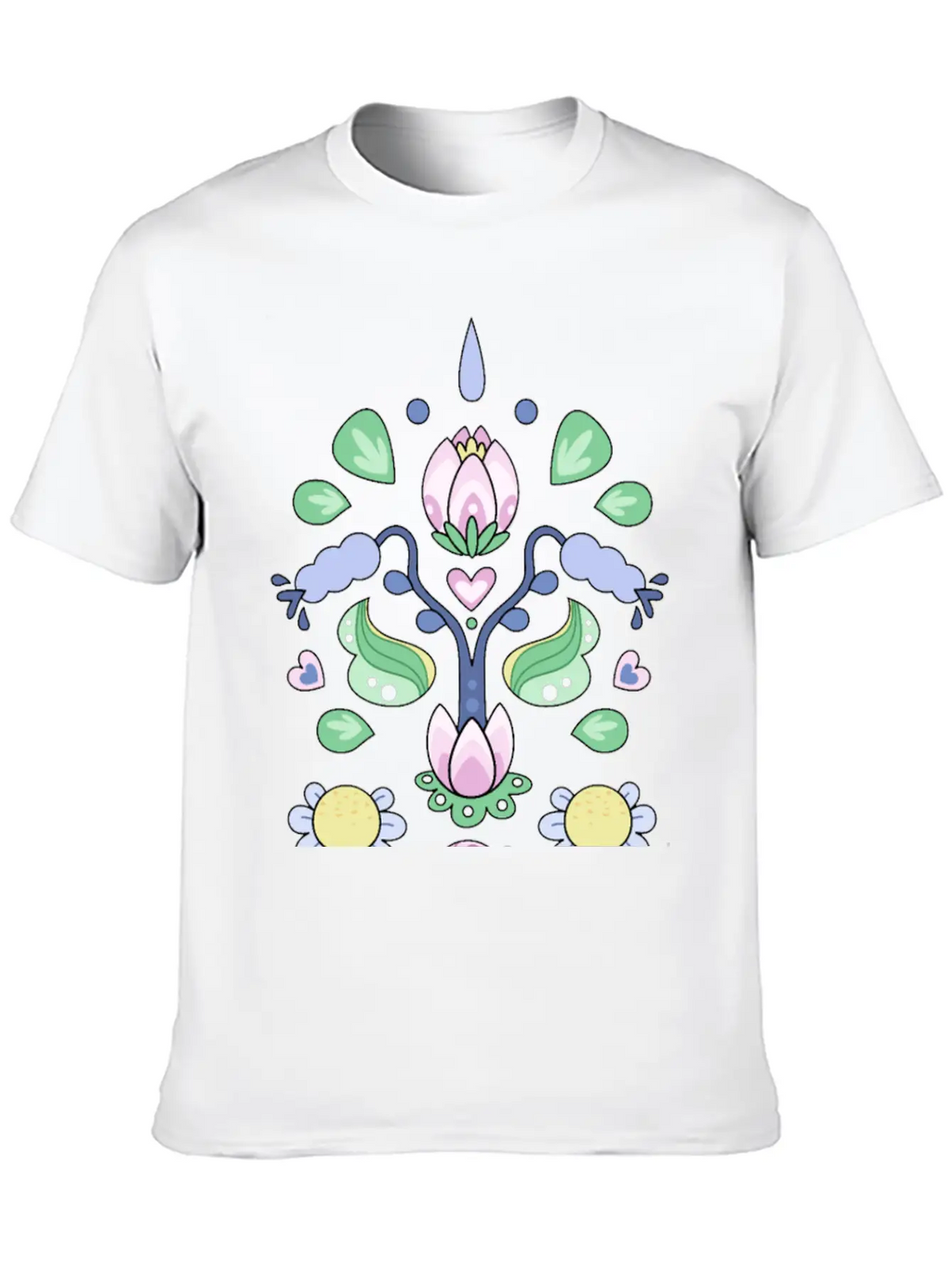 Kurbits Cartoon Flowers Classic Cotton Tee – Unisex Comfort For Any Season