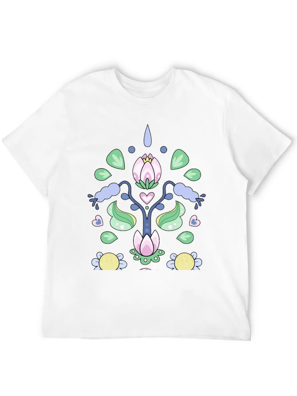 Kurbits Cartoon Flowers Classic Cotton Tee – Unisex Comfort For Any Season