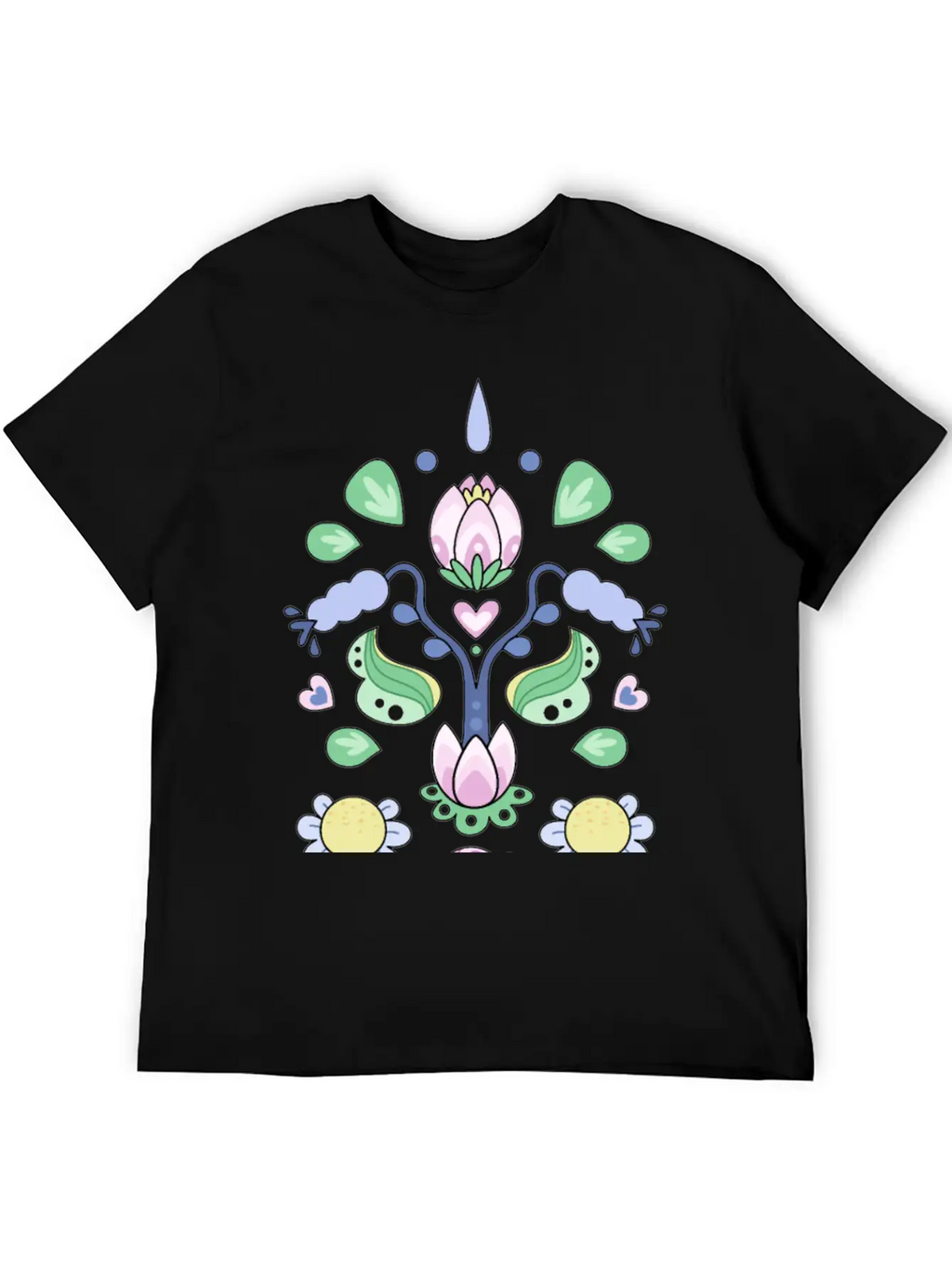 Kurbits Cartoon Flowers Classic Cotton Tee – Unisex Comfort For Any Season