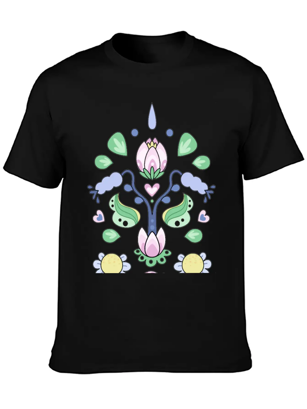 Kurbits Cartoon Flowers Classic Cotton Tee – Unisex Comfort For Any Season