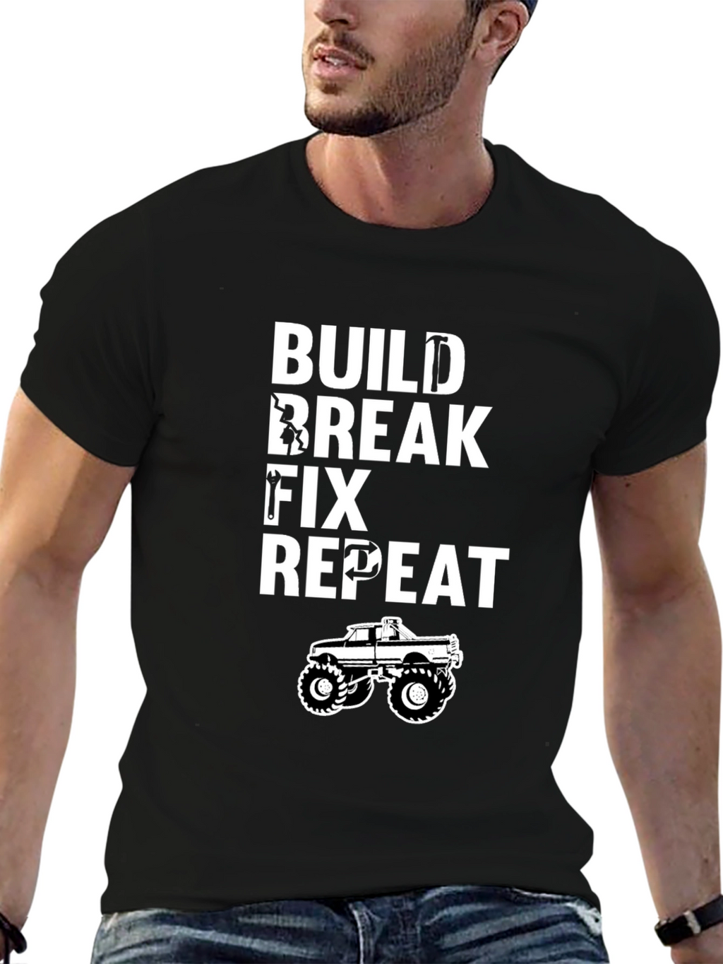 Build Break Fix Repeat Monster Truck T-Shirt