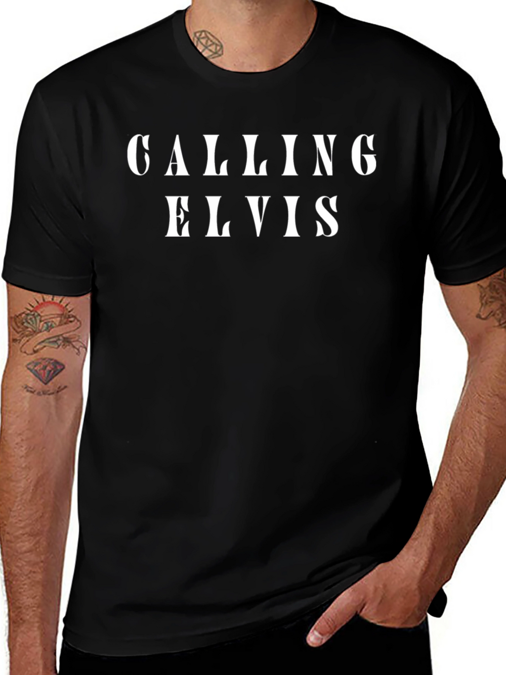 Calling Elvis Graphic T-Shirt - Classic Rock Fan Tee