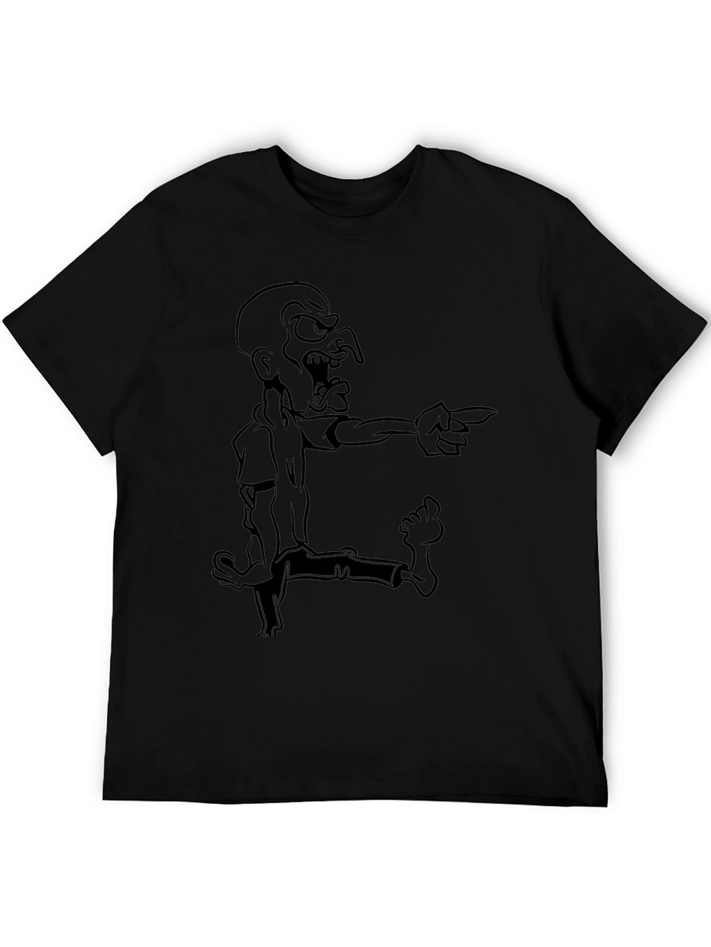 Mens Black Cartoon Graphic Tee