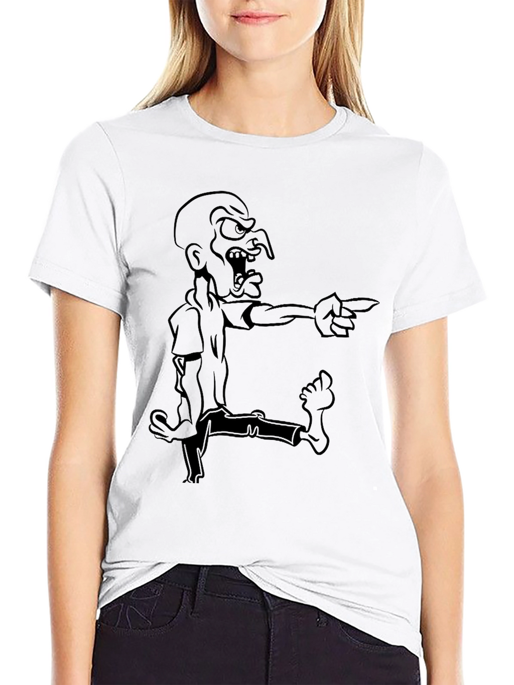 Mens Black Cartoon Graphic Tee