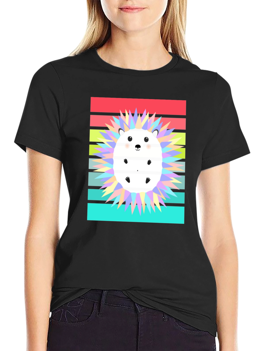 Cute Hedgehog Graphic Tee - Retro Style