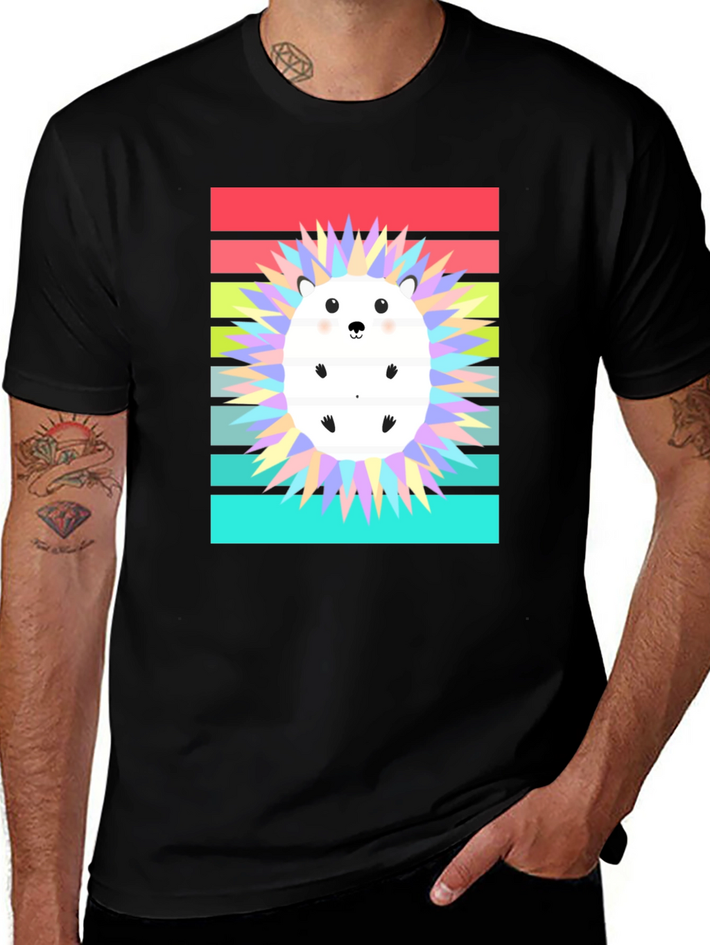Cute Hedgehog Graphic Tee - Retro Style