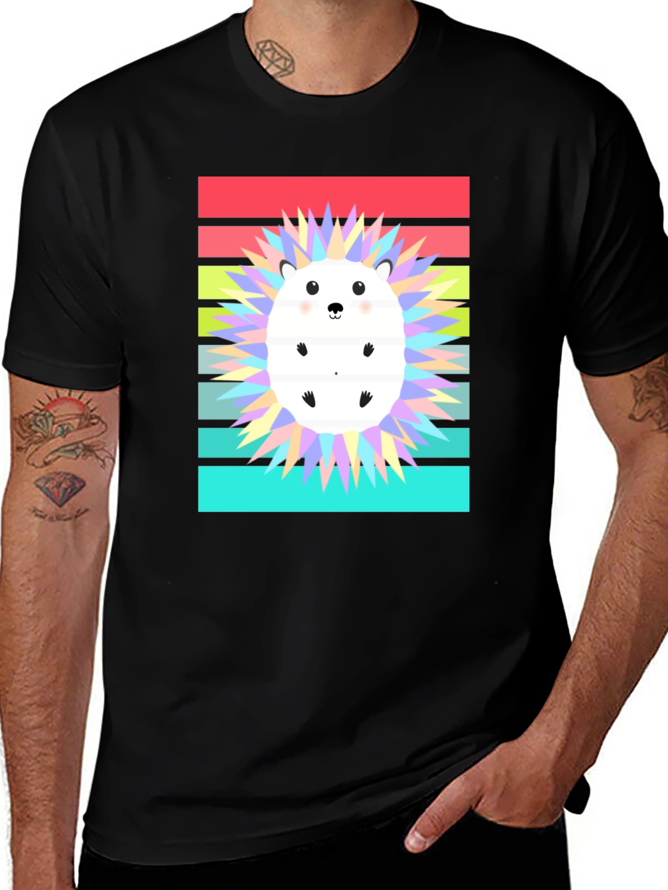 Cute Hedgehog Graphic Tee - Retro Style