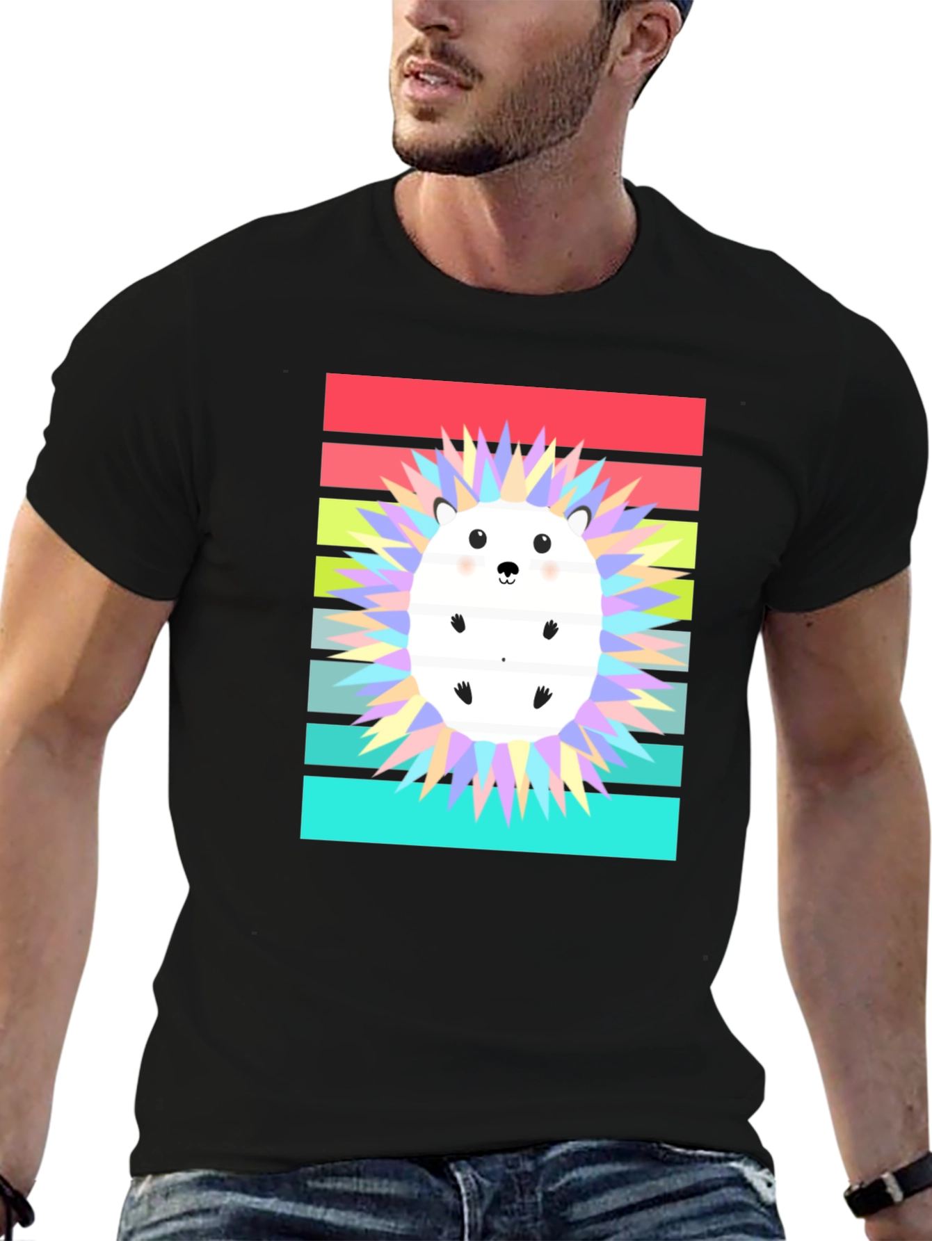 Cute Hedgehog Graphic Tee - Retro Style
