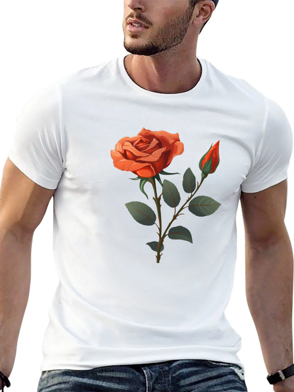Rose Graphic T-Shirt - Elegant Floral Design