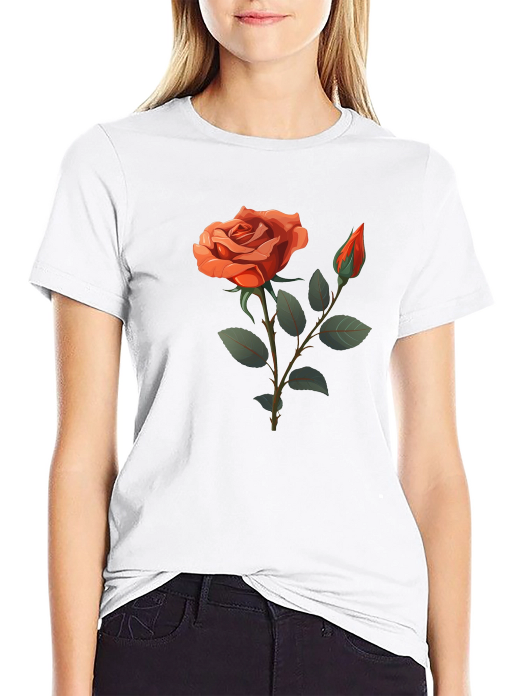Rose Graphic T-Shirt - Elegant Floral Design