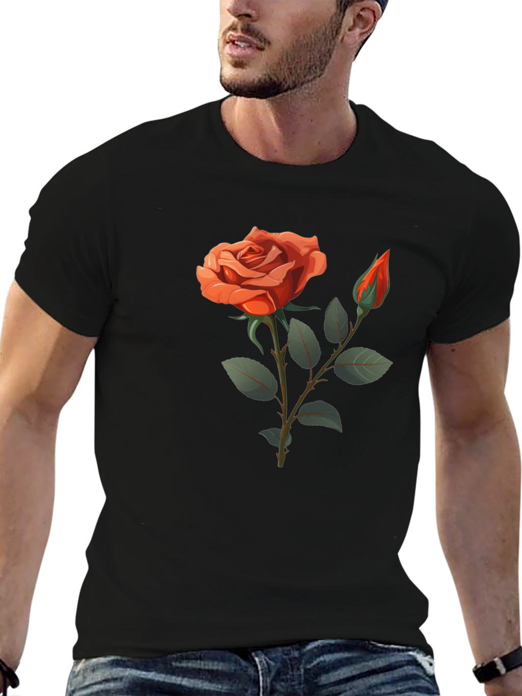 Rose Graphic T-Shirt - Elegant Floral Design