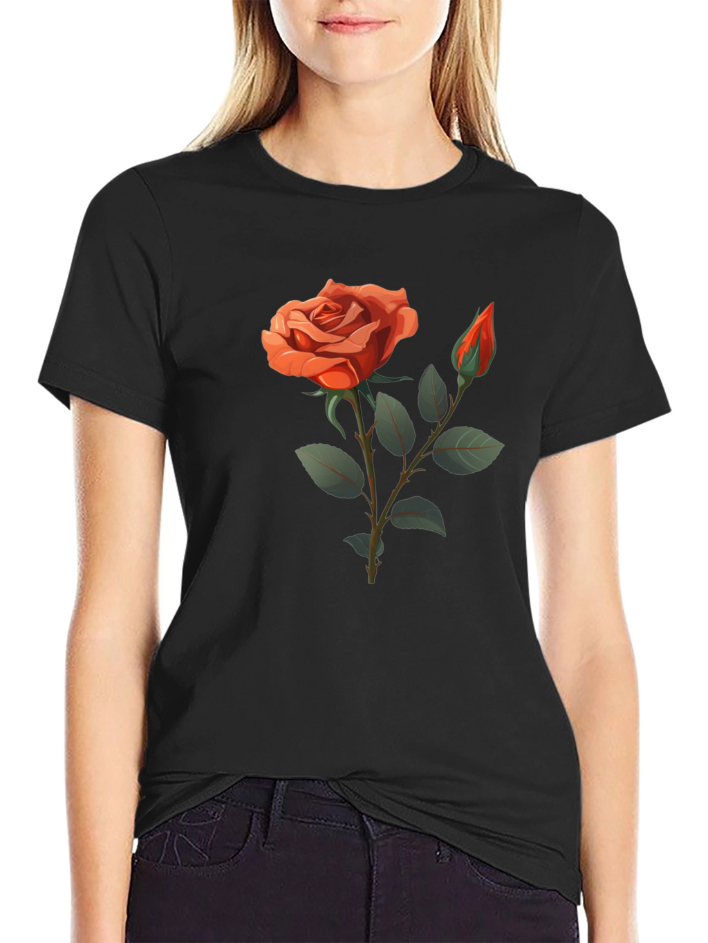 Rose Graphic T-Shirt - Elegant Floral Design