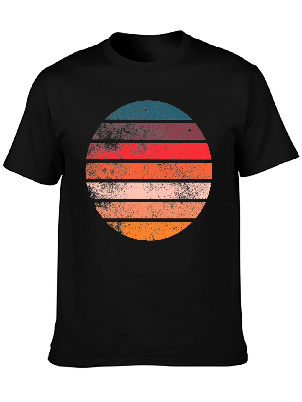 Retro Sunset Circle Graphic T-Shirt - Black