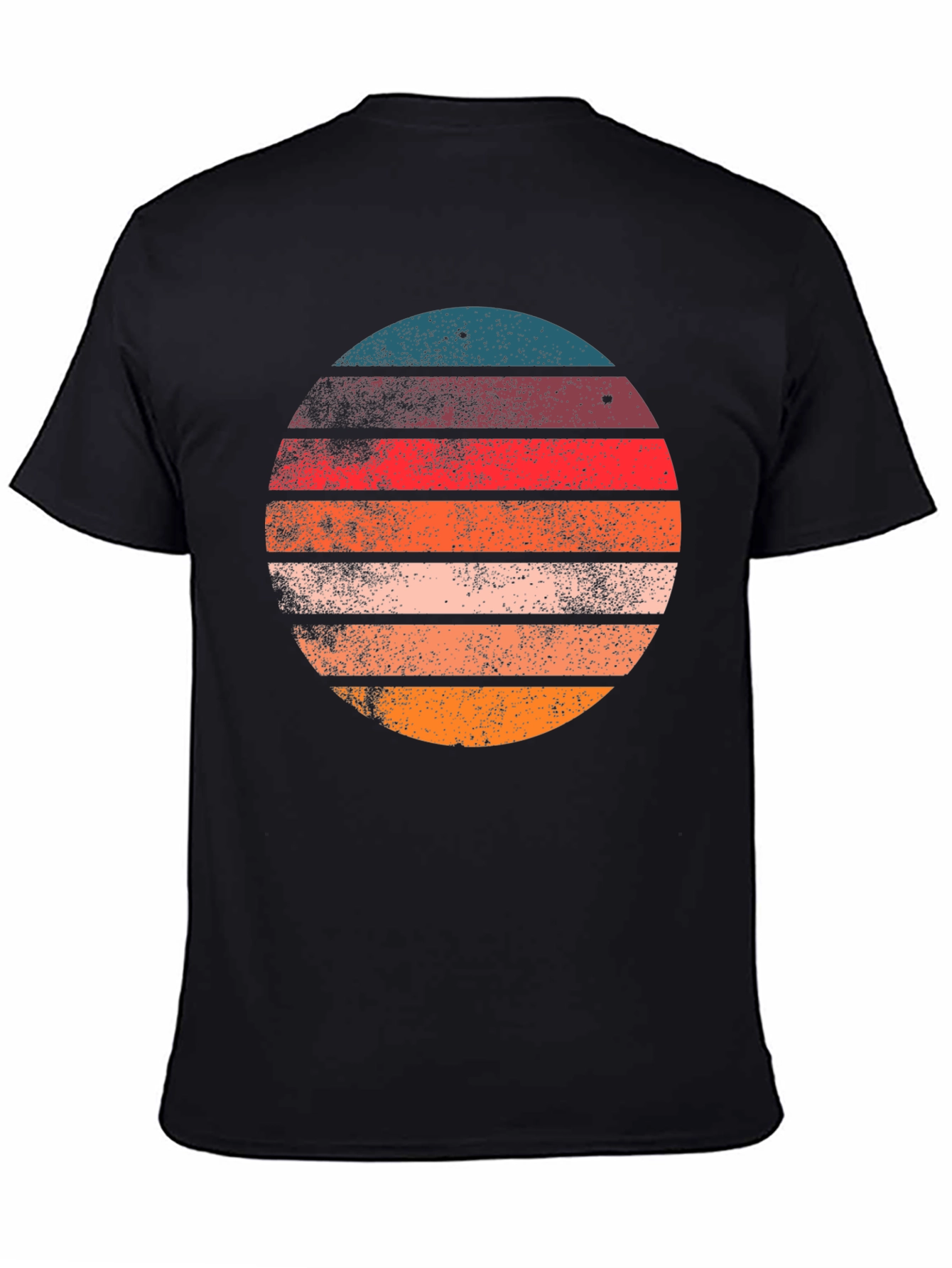 Retro Sunset Circle Graphic T-Shirt - Black