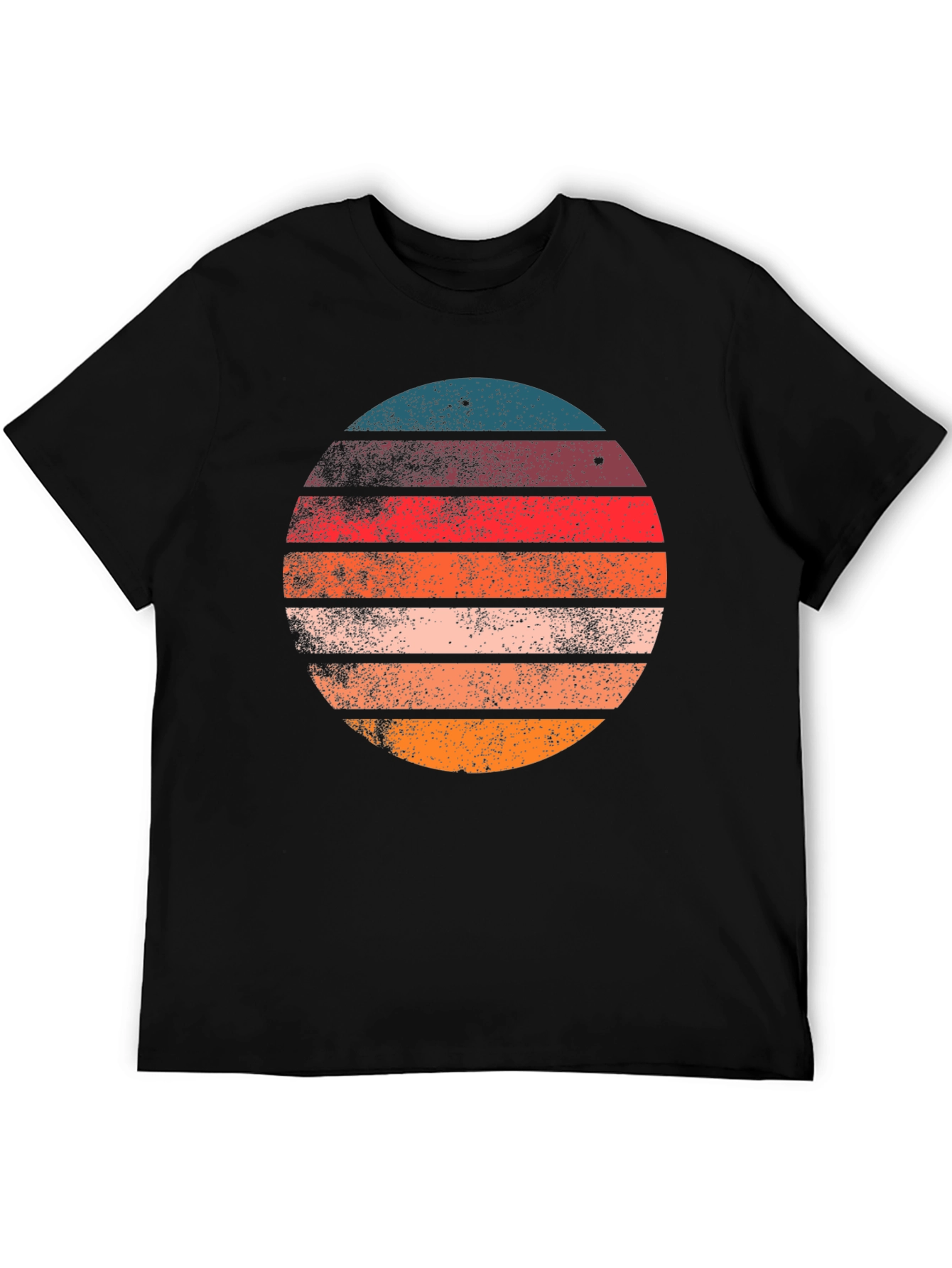 Retro Sunset Circle Graphic T-Shirt - Black