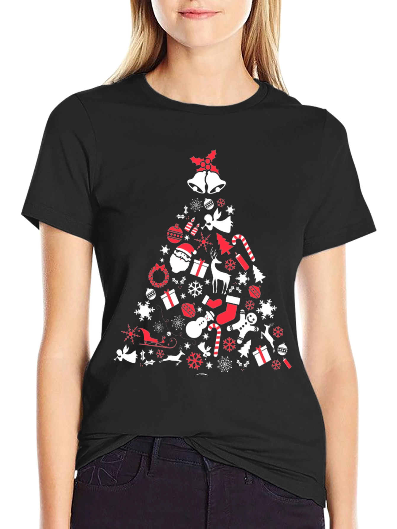 Christmas Tree Graphic Tee - Holiday Spirit Shirt