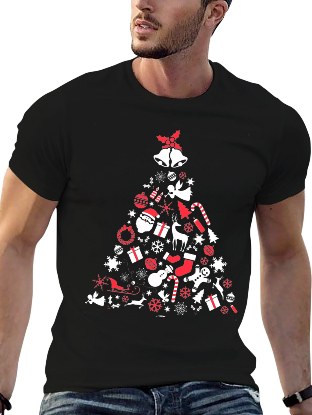 Christmas Tree Graphic Tee - Holiday Spirit Shirt