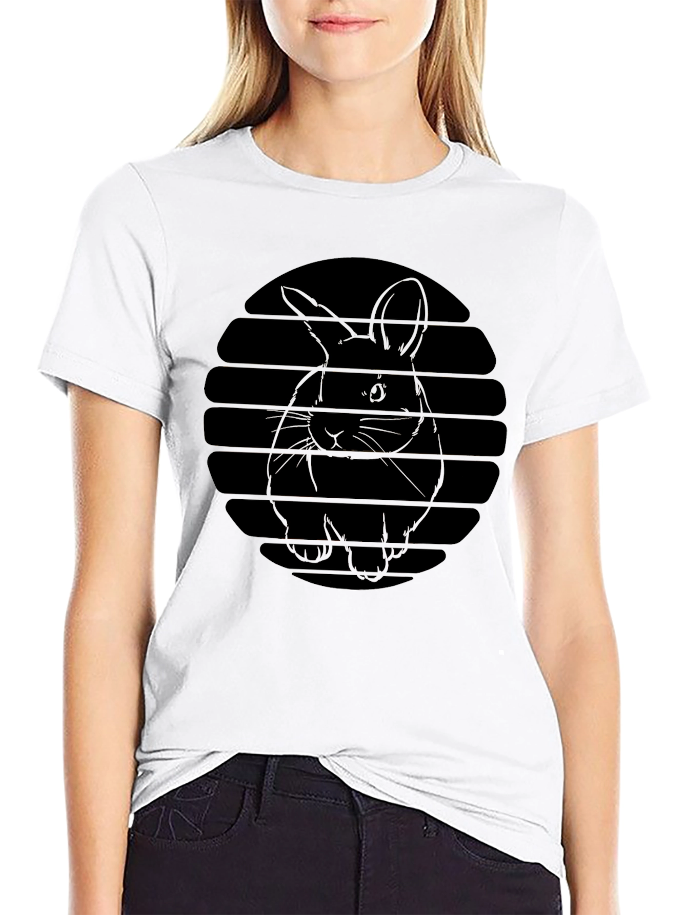 Mens Black Rabbit Graphic T-Shirt