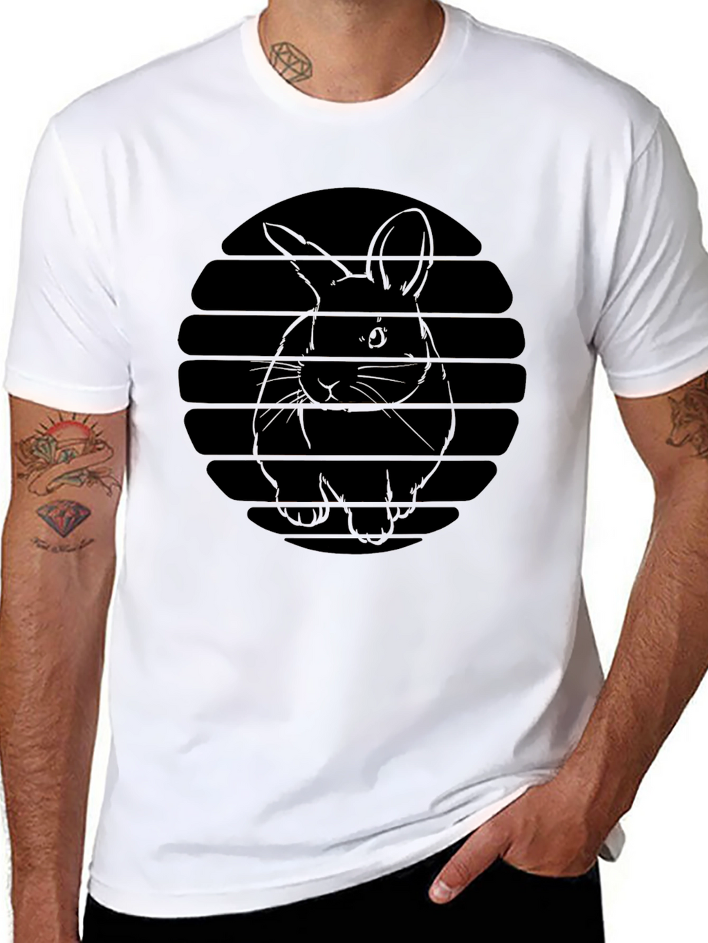 Mens Black Rabbit Graphic T-Shirt