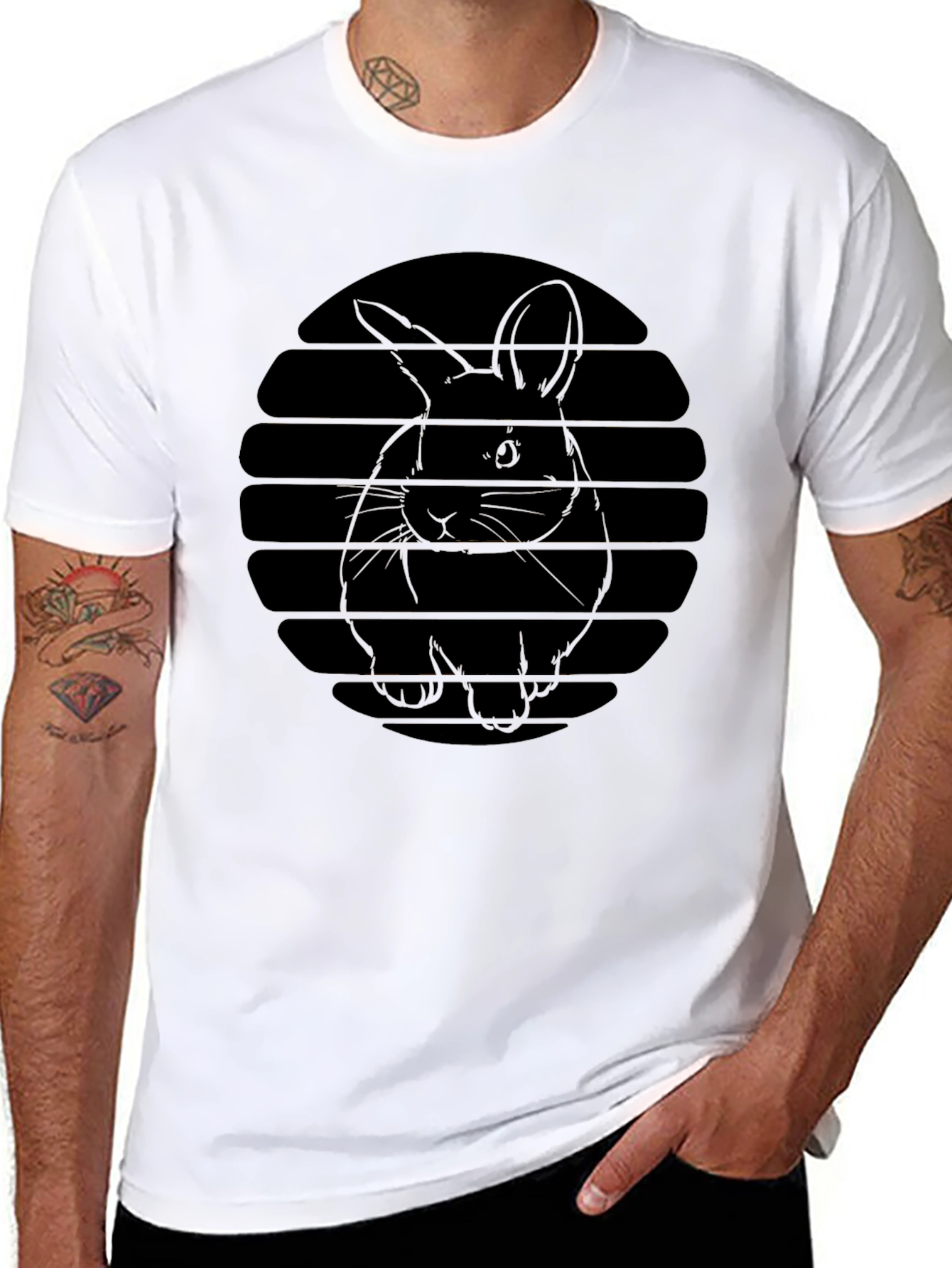 Mens Black Rabbit Graphic T-Shirt